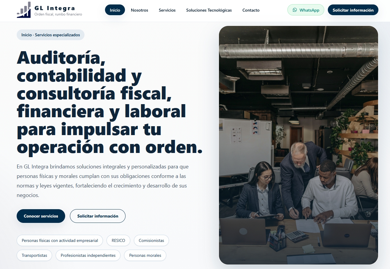 Sitio web corporativo – GL Integra