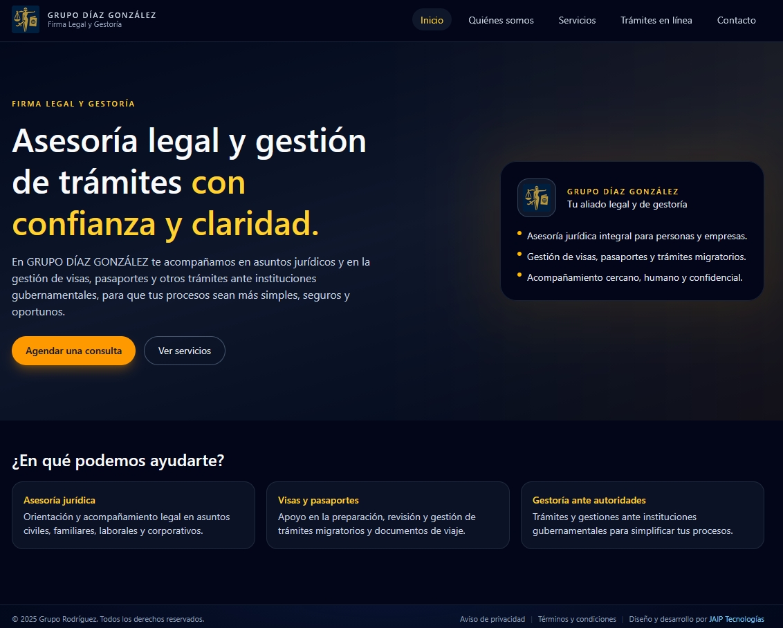 Sitio web corporativo – Grupo Díaz González